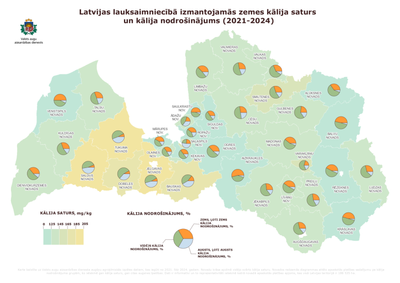 Latvijas kontūra ar raibiem apļiem tajā.